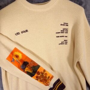 Van Gogh Art Graphic Knit Sweater Oversized Streetwear Aelfric Eden XL Cream Art
